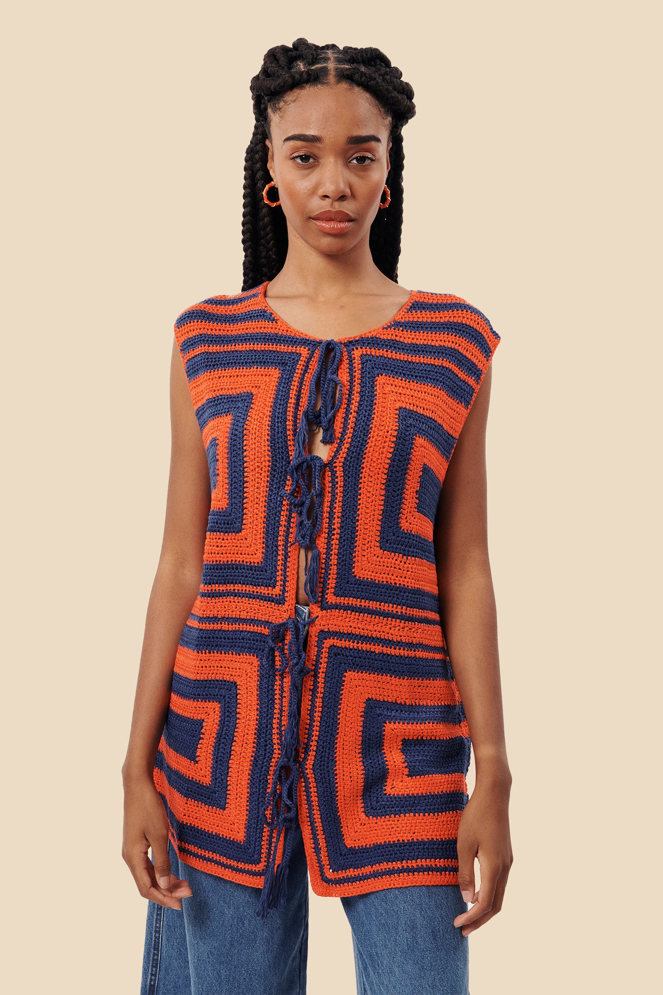 FRNCH Cybille Rouge Knitted Vest Top (M)