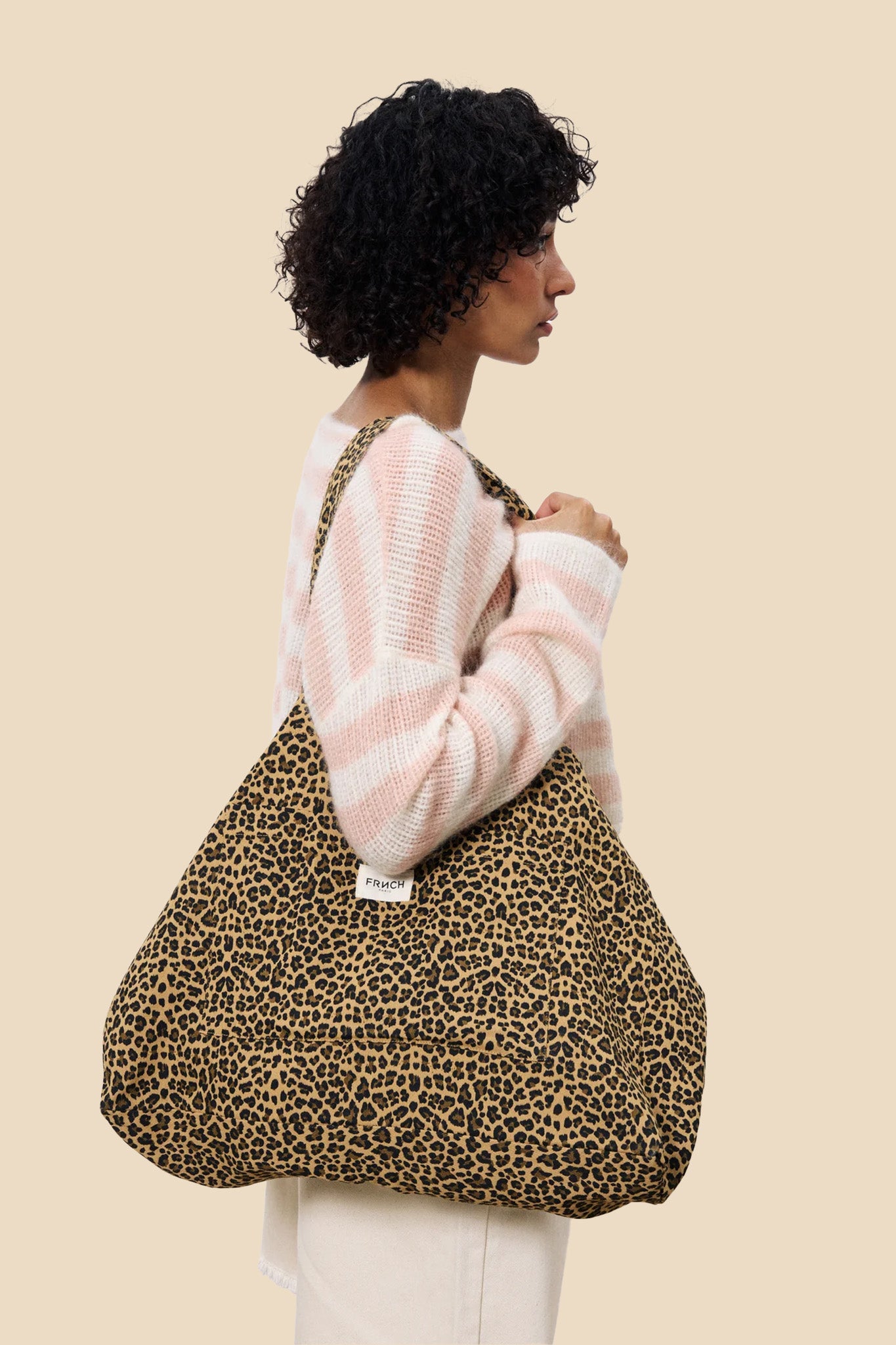 FRNCH Leopard Print Shoulder Tote Bag