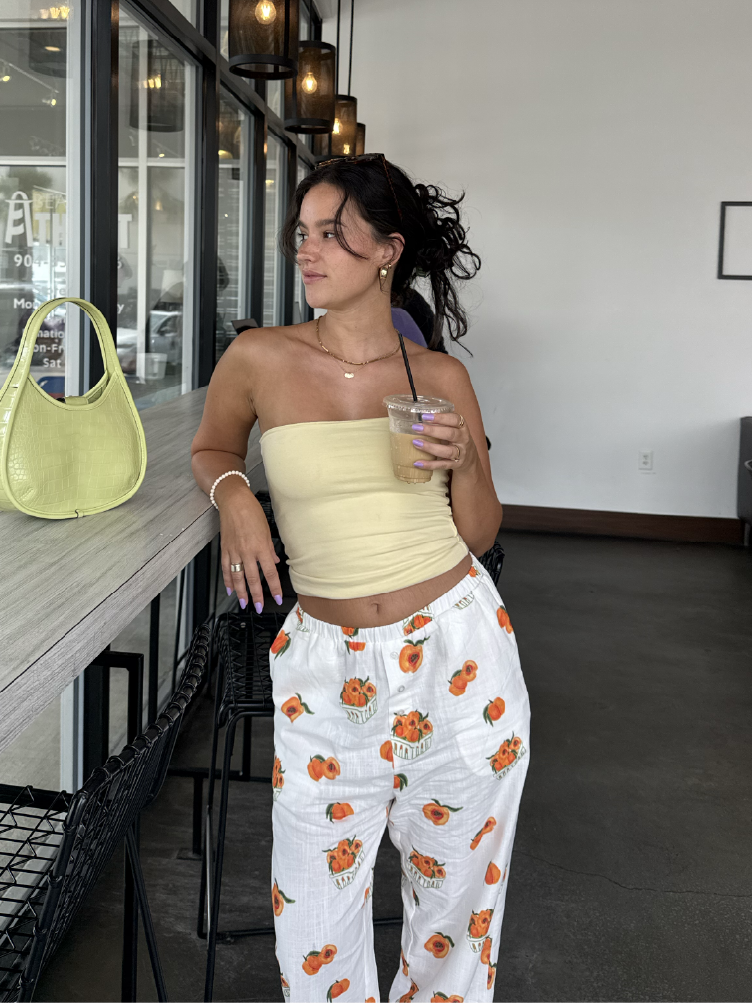 Bailey Rose Lou White Peach Stand Boxer Relaxed Pants