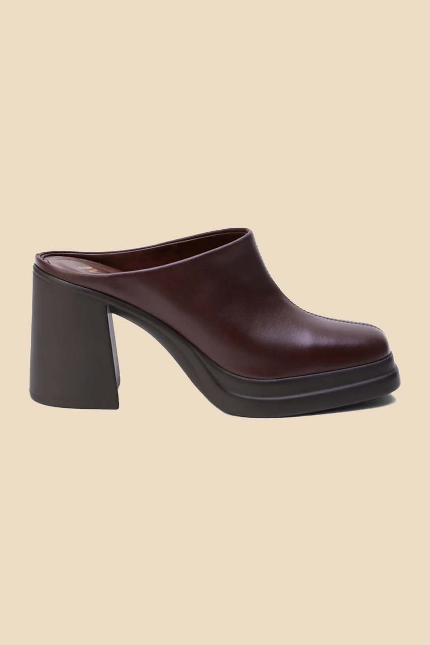 Matisse Joni Leather Heeled Mule (Chocolate)