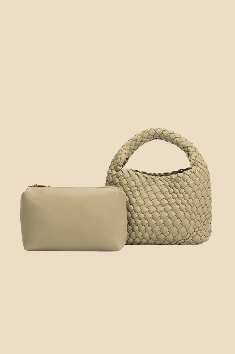 Melie Bianco Sylvie Small Recycled Vegan Leather Top Handle Bag (Moss)