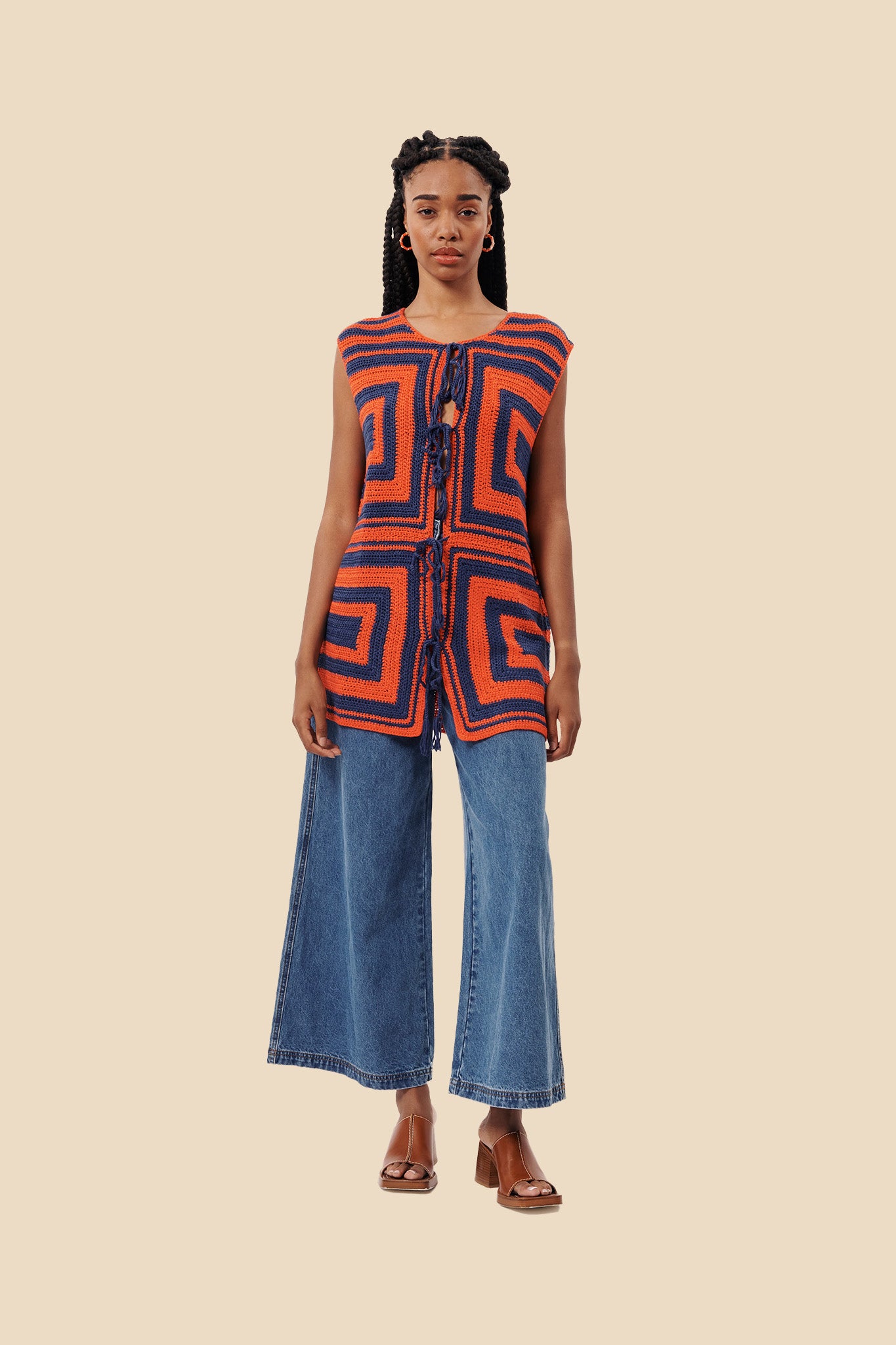 FRNCH Cybille Rouge Knitted Vest Top (M)