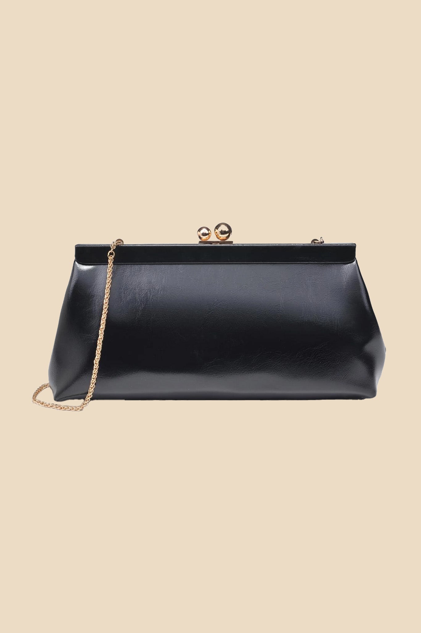 Joplin Kisslock Patent Faux Leather Clutch (Three Colors)
