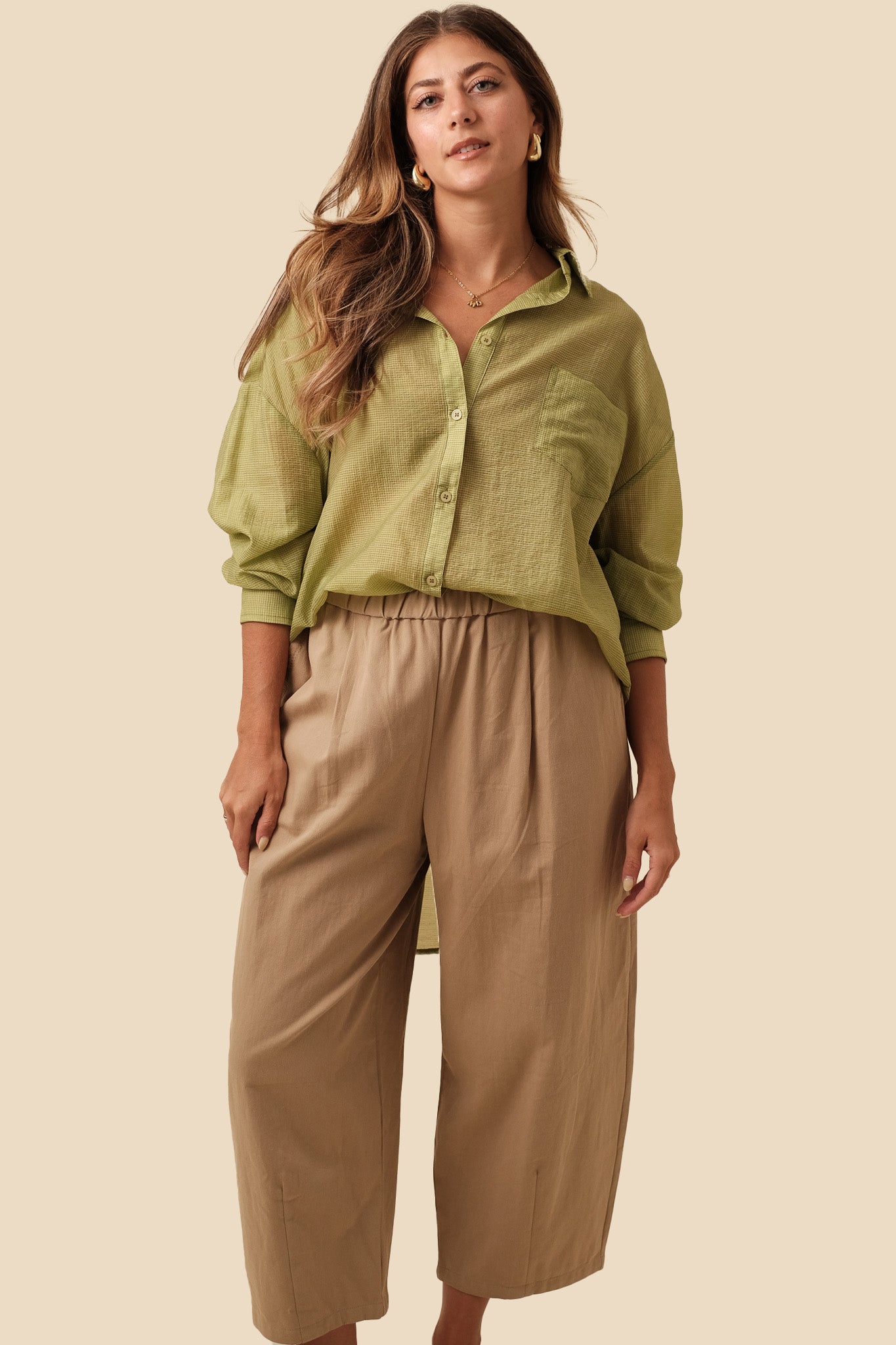 Sawyer Khaki Canvas Balloon Pants