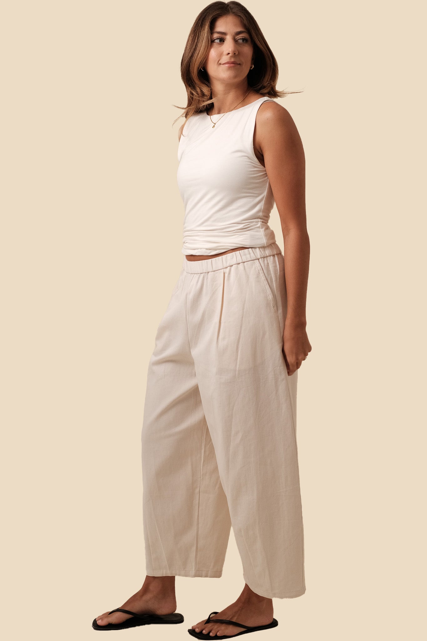 Sawyer Cream Canvas Balloon Pants