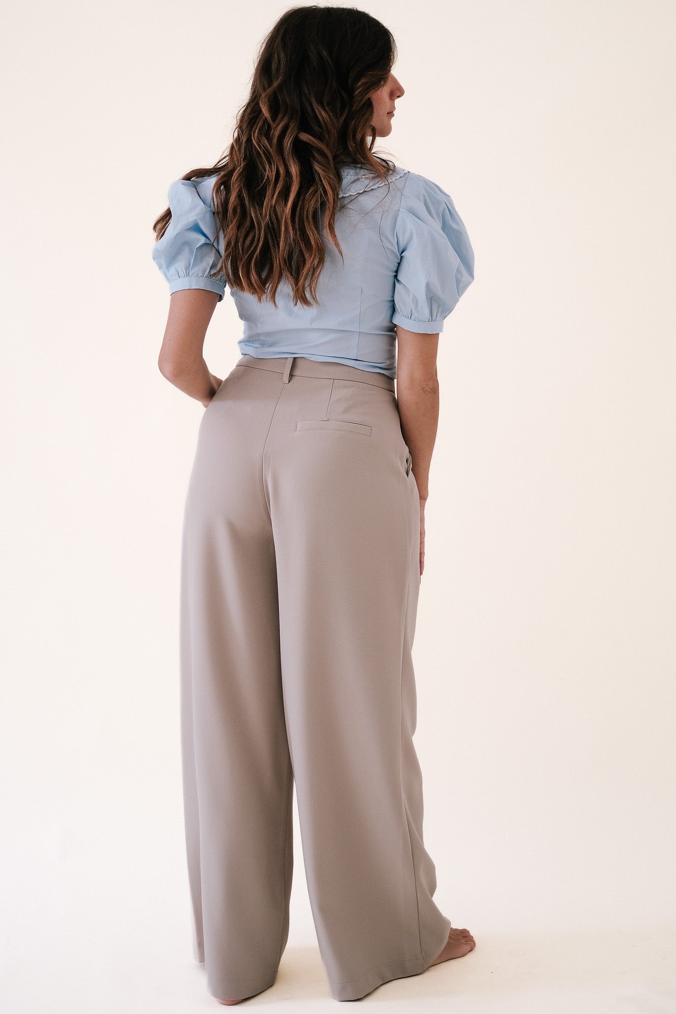 Greylin Stanley Khaki Wide Leg Trousers