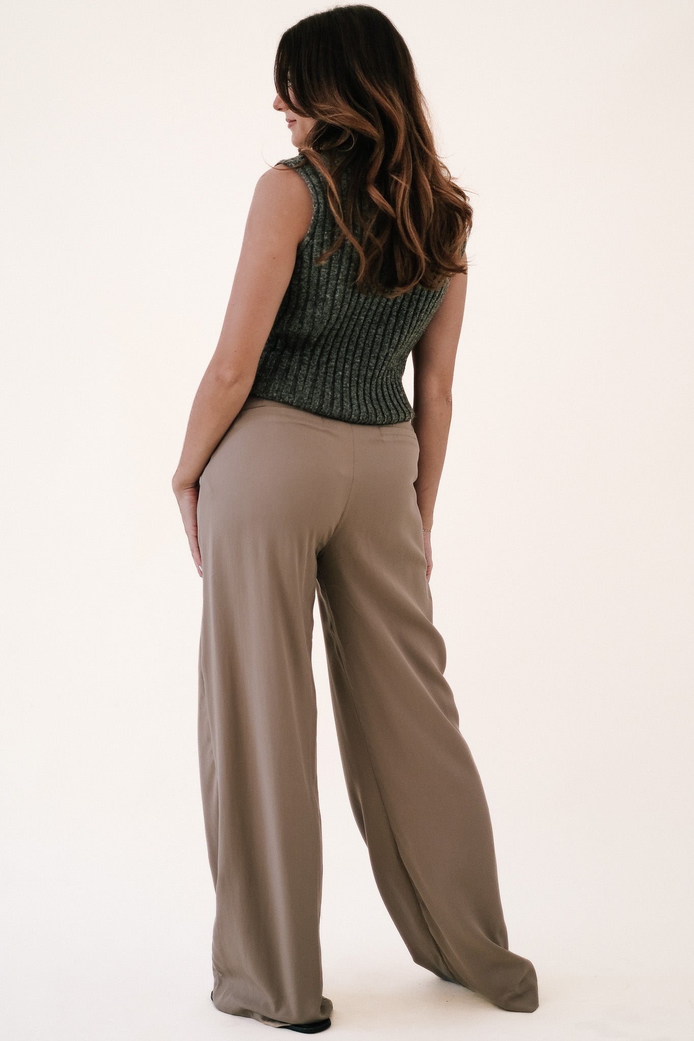 By Together Lydia Khaki Wide Leg Trouser Pants