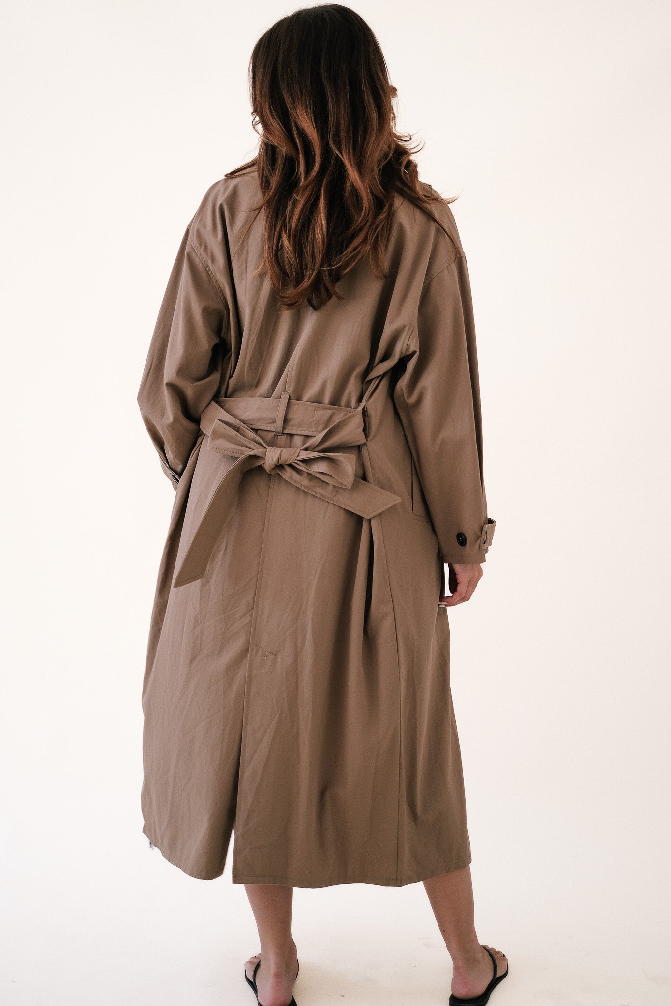 Leighton Khaki Long Sleeve Buttoned Trench Coat