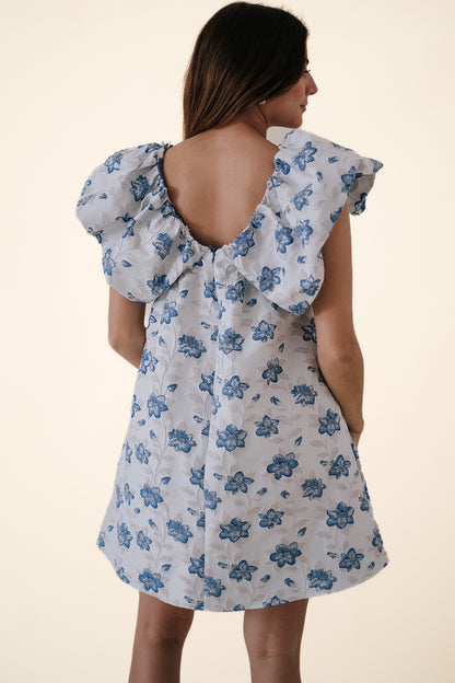Margot Jacquard Velvet Bow Detail Mini Dress