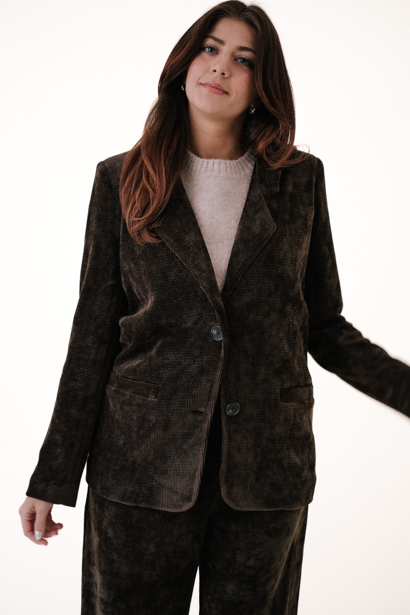 Current Air Paulina Brown Corduroy Blazer