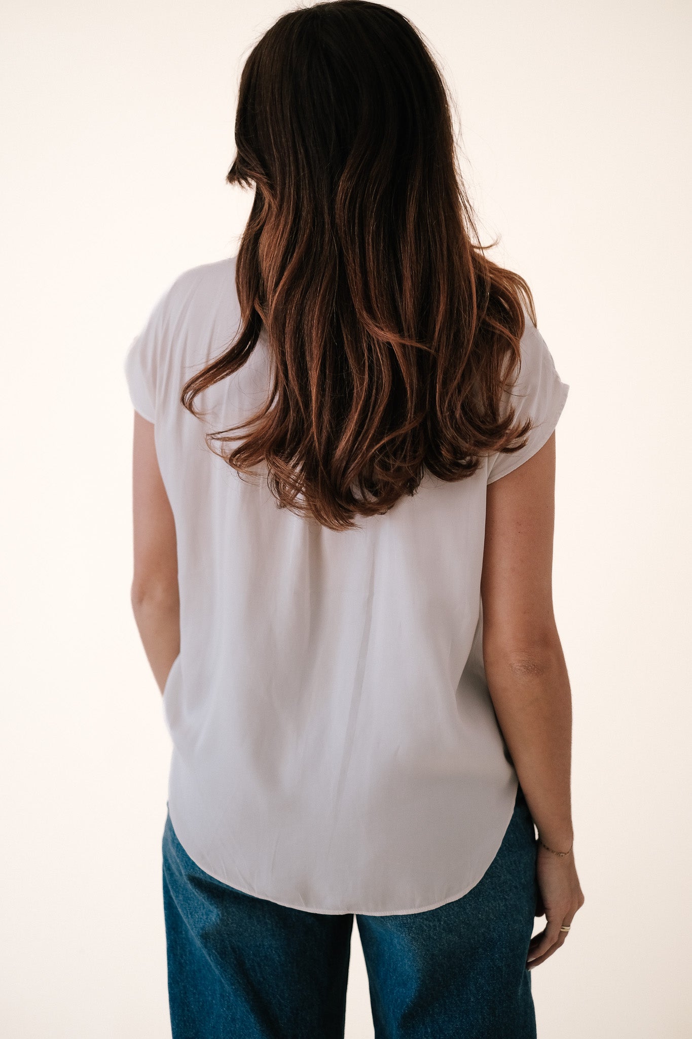 Miou Muse Tate Cream Satin Buttoned Top (S)