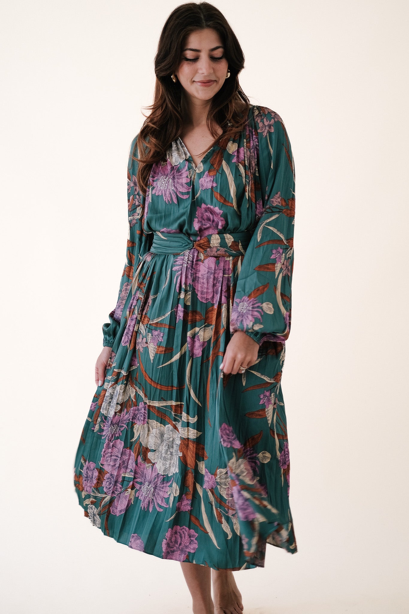 Current Air Teagan Botanical Belted Midi Dress (S)