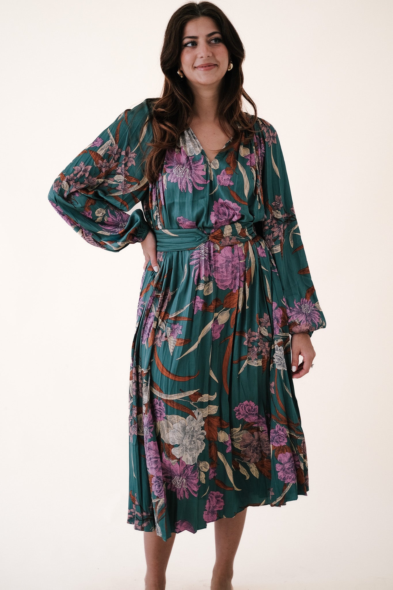 Current Air Teagan Botanical Belted Midi Dress (S)