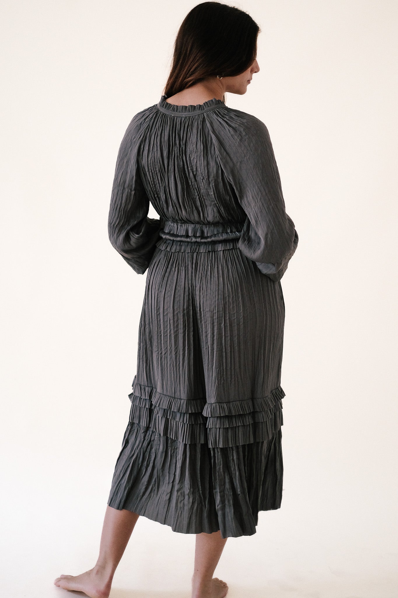 Current Air Leia Pleated Midi Dress (Grey)