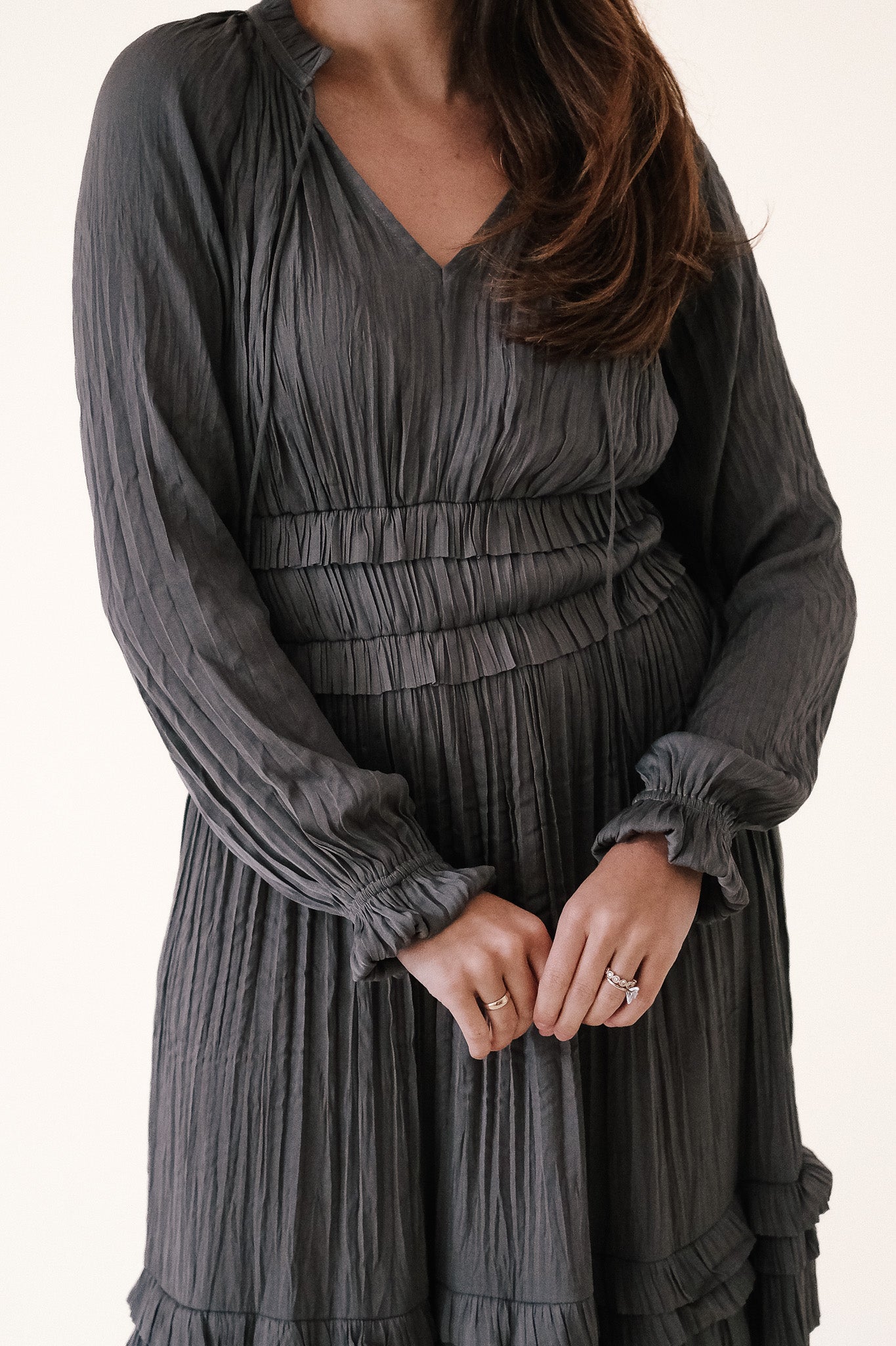 Current Air Leia Pleated Midi Dress (Grey)