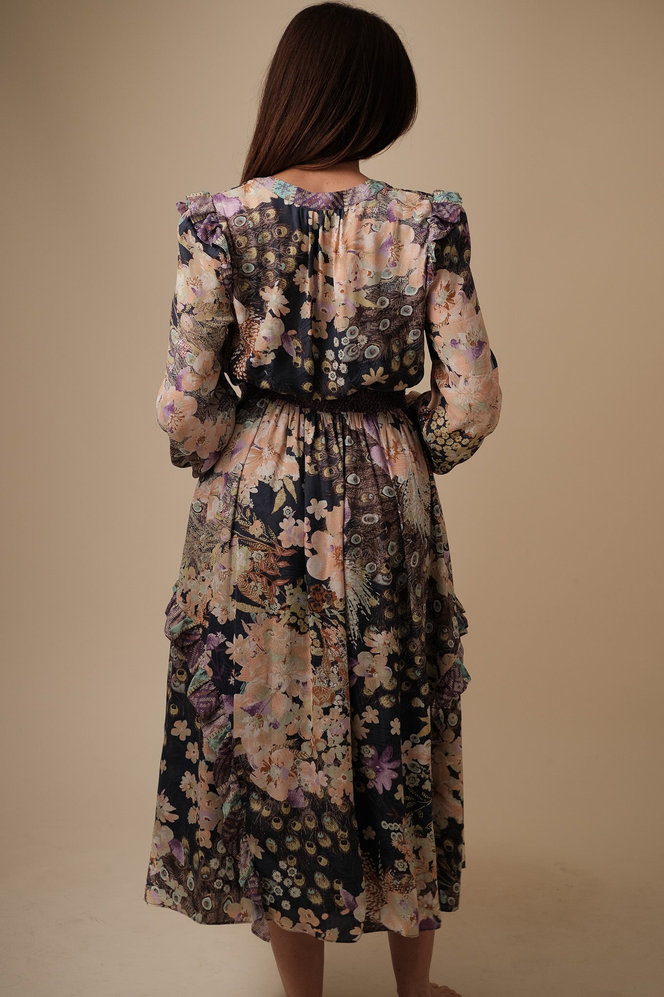 Current Air Emmaline Peacock Floral Midi Dress