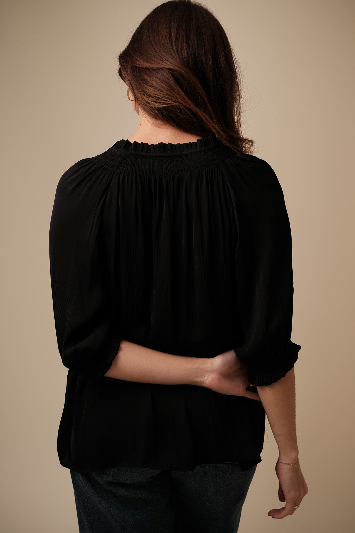 Current Air Sarai Soft Crinkle Blouse (Black) XS