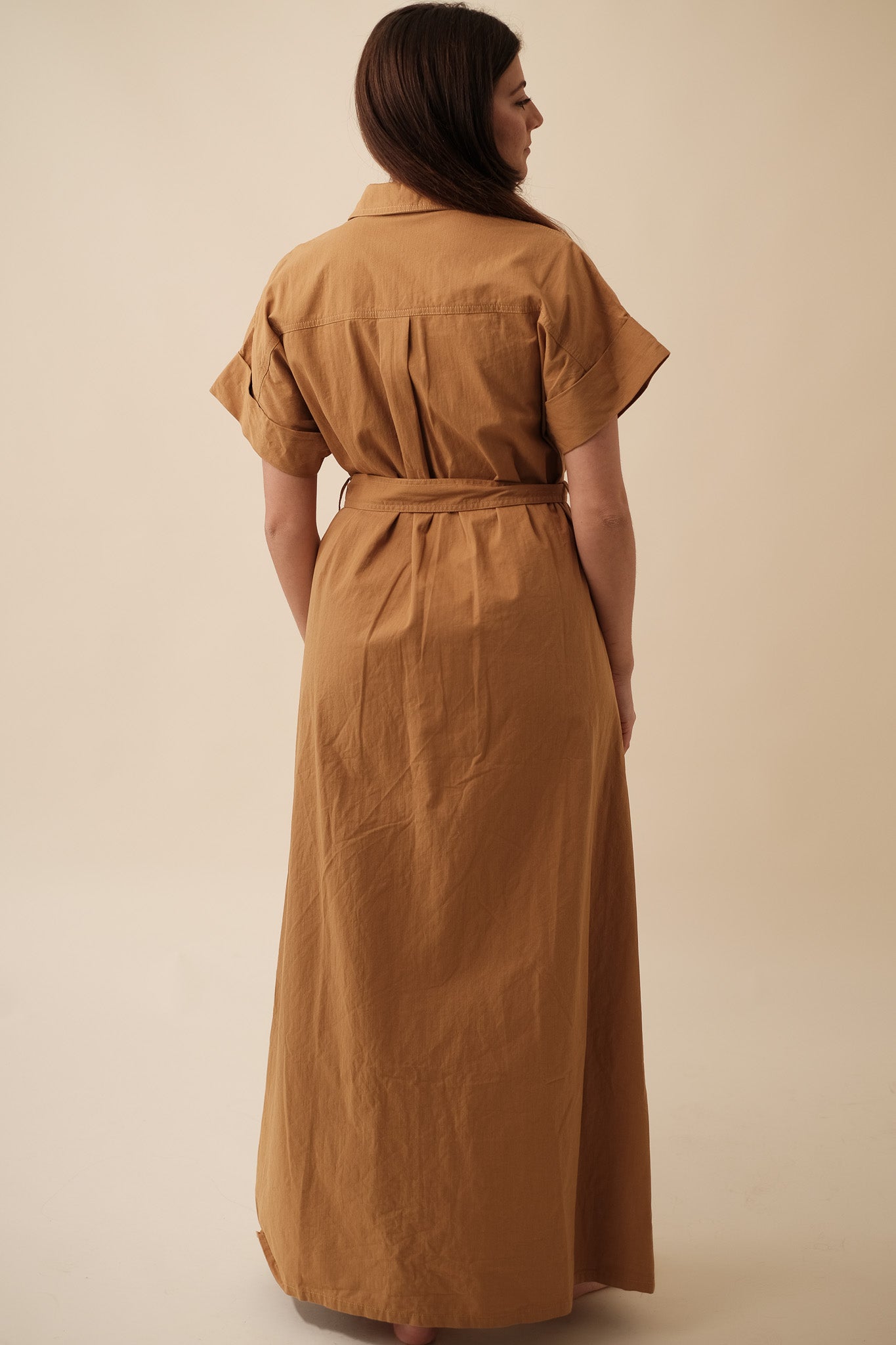 FRNCH Delina Canvas Belted Maxi Dress (M)