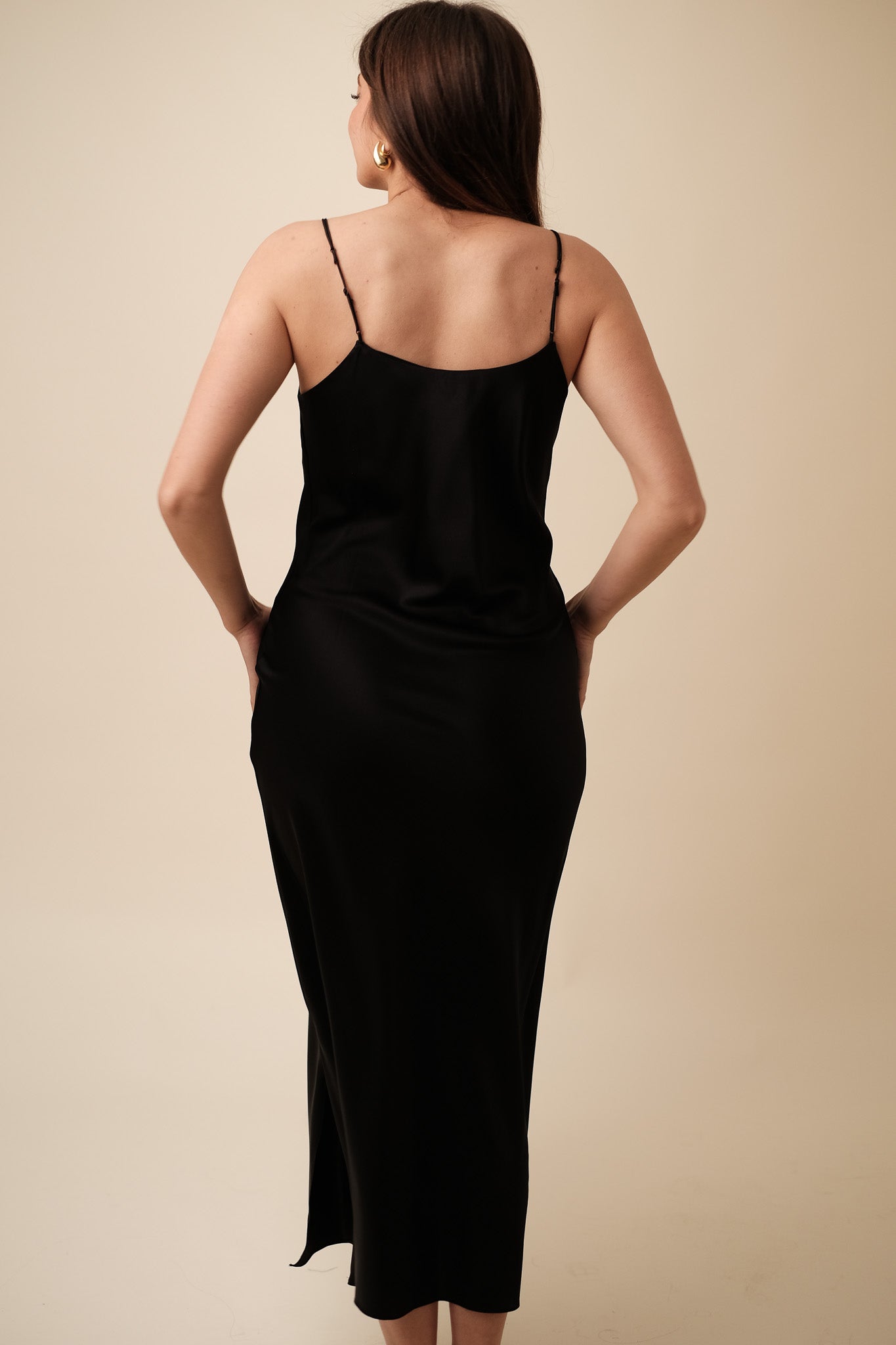 Current Air Jamie Silk Bias Midi Dress (Black)