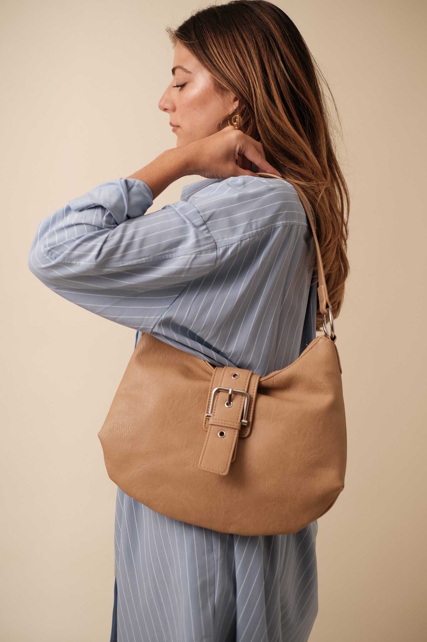 Buckled Hobo Shoulder Bag (Two Colors)