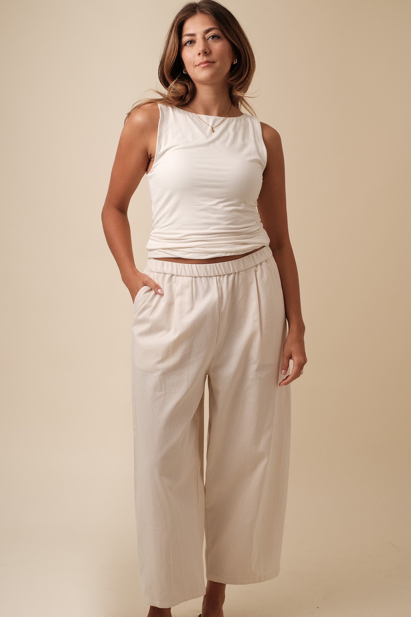 Sawyer Cream Canvas Balloon Pants