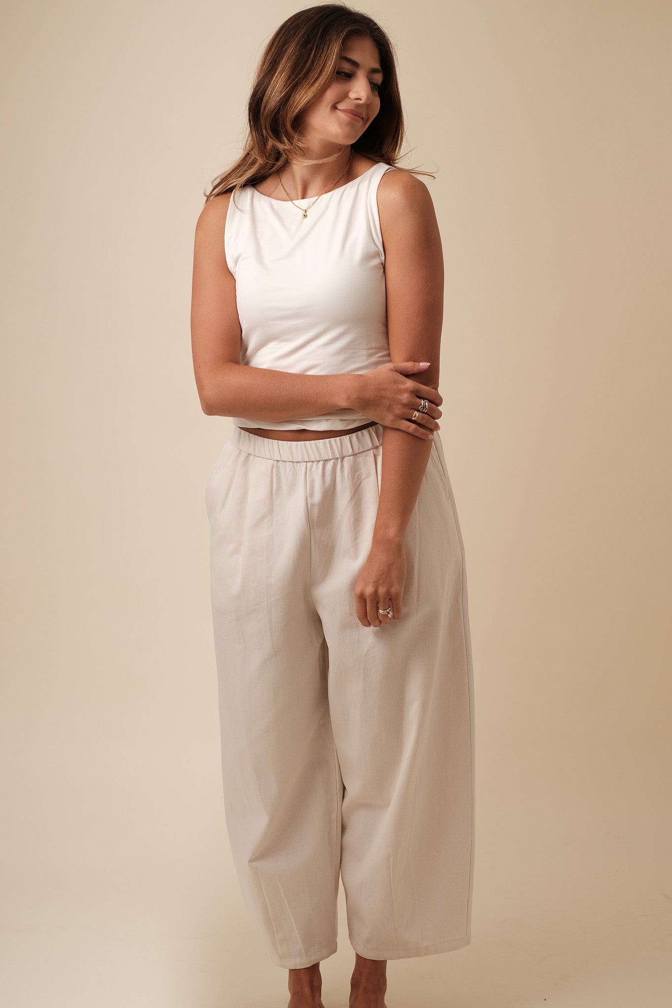 Sawyer Cream Canvas Balloon Pants