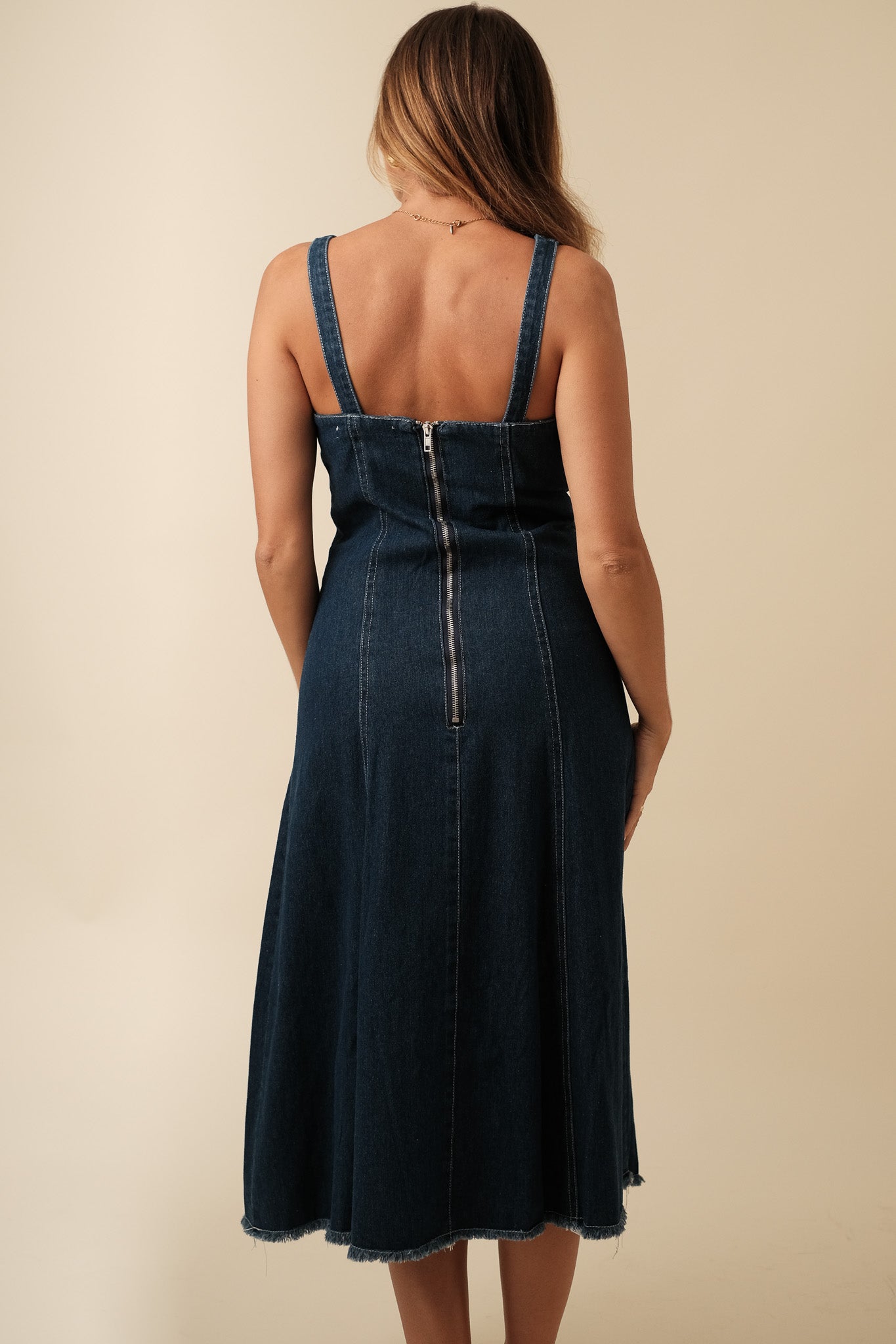 Sofie the Label Yvonne Denim Sleeveless Midi Dress (L)