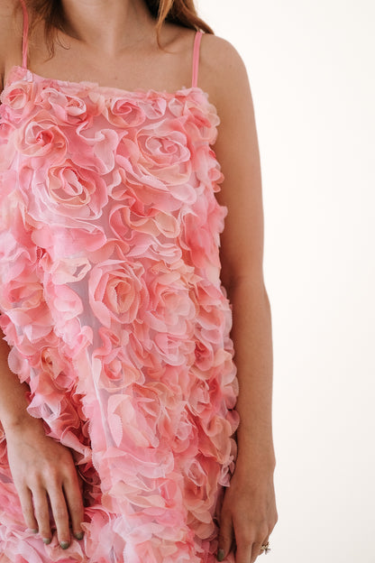 Whitney Pastel Floral Tulle Sleeveless Shift Dress (S)