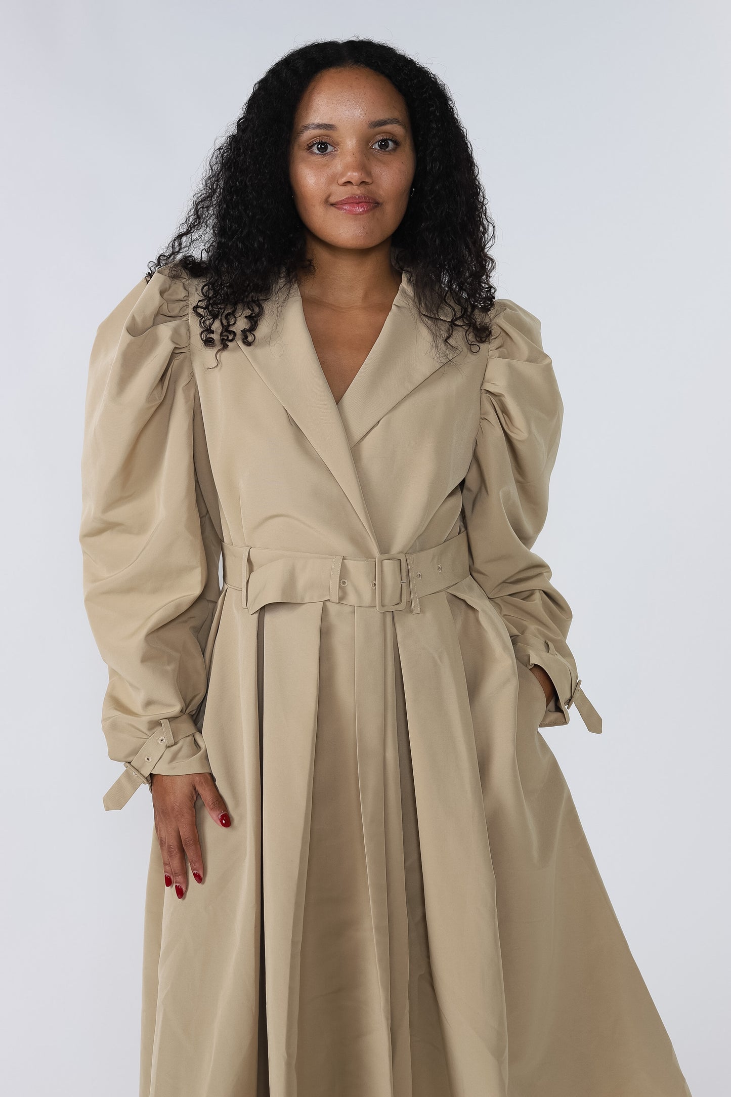 Sofie the Label Claudia Trench Puff Sleeve Trench Midi Dress