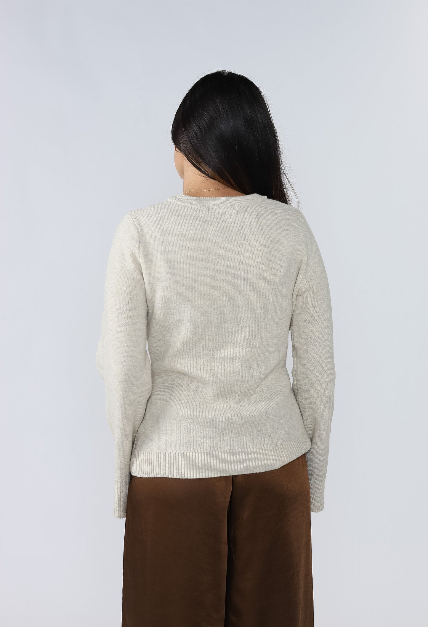 Hallie Buttoned Fit Flare Knit Top (Beige)