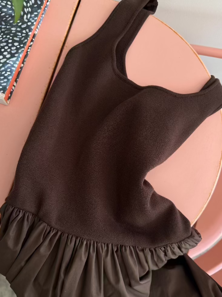 Paisley Brown Mixed Media Tank Midi Dress Momni Boutique Paisley Brown Mixed Media Tank Midi Dress Momni Boutique