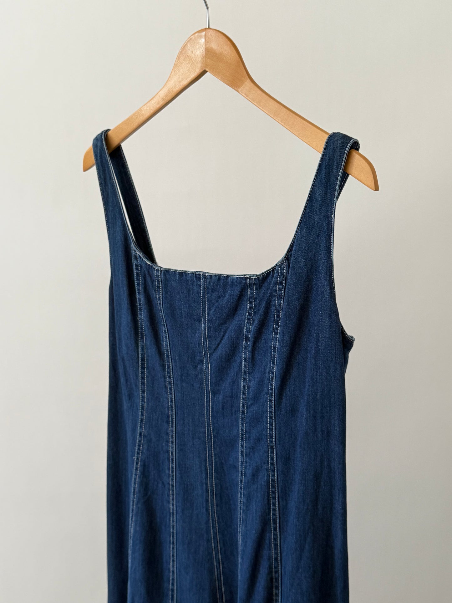 Miou Muse Chloe Dark Denim Boning Midi Dress