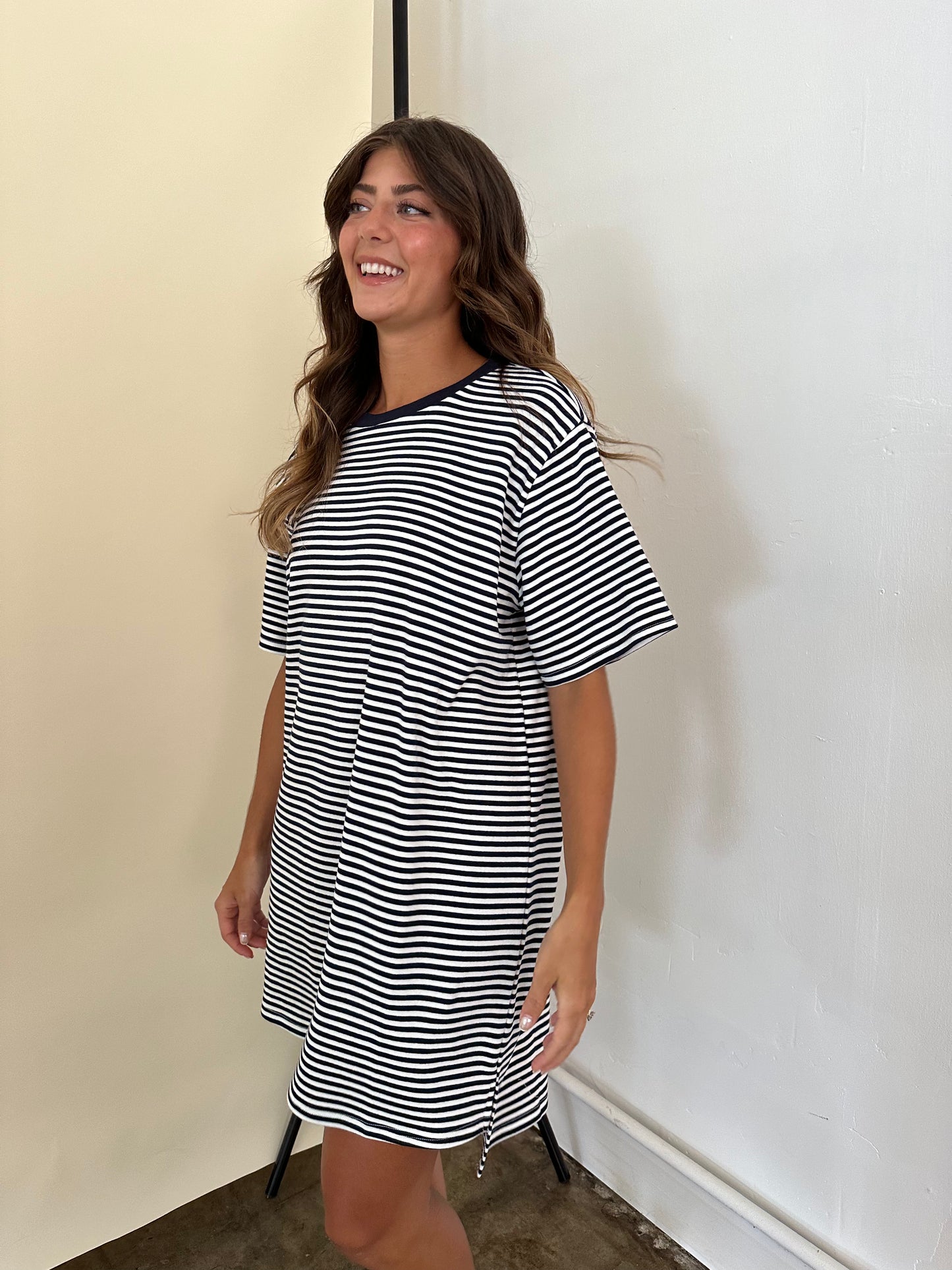 Things Between Foster Navy Short Sleeve T-Shirt Mini Dress
