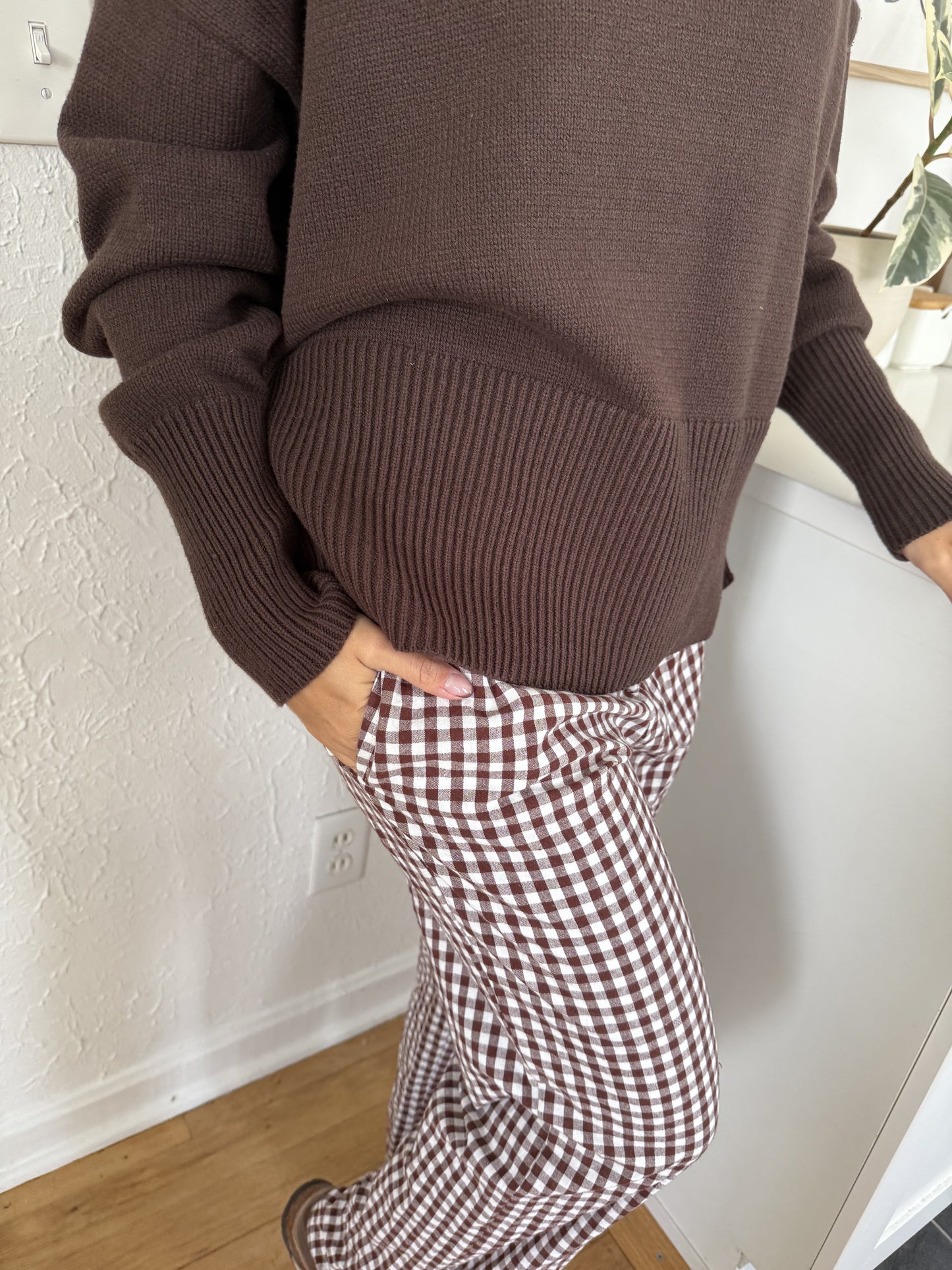 Things Between Winifred Gingham Cotton Relaxed Pants (Brown)