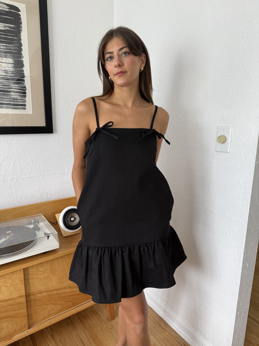 Aureum Kimberly Denim Tie Strap Mini Dress (M)