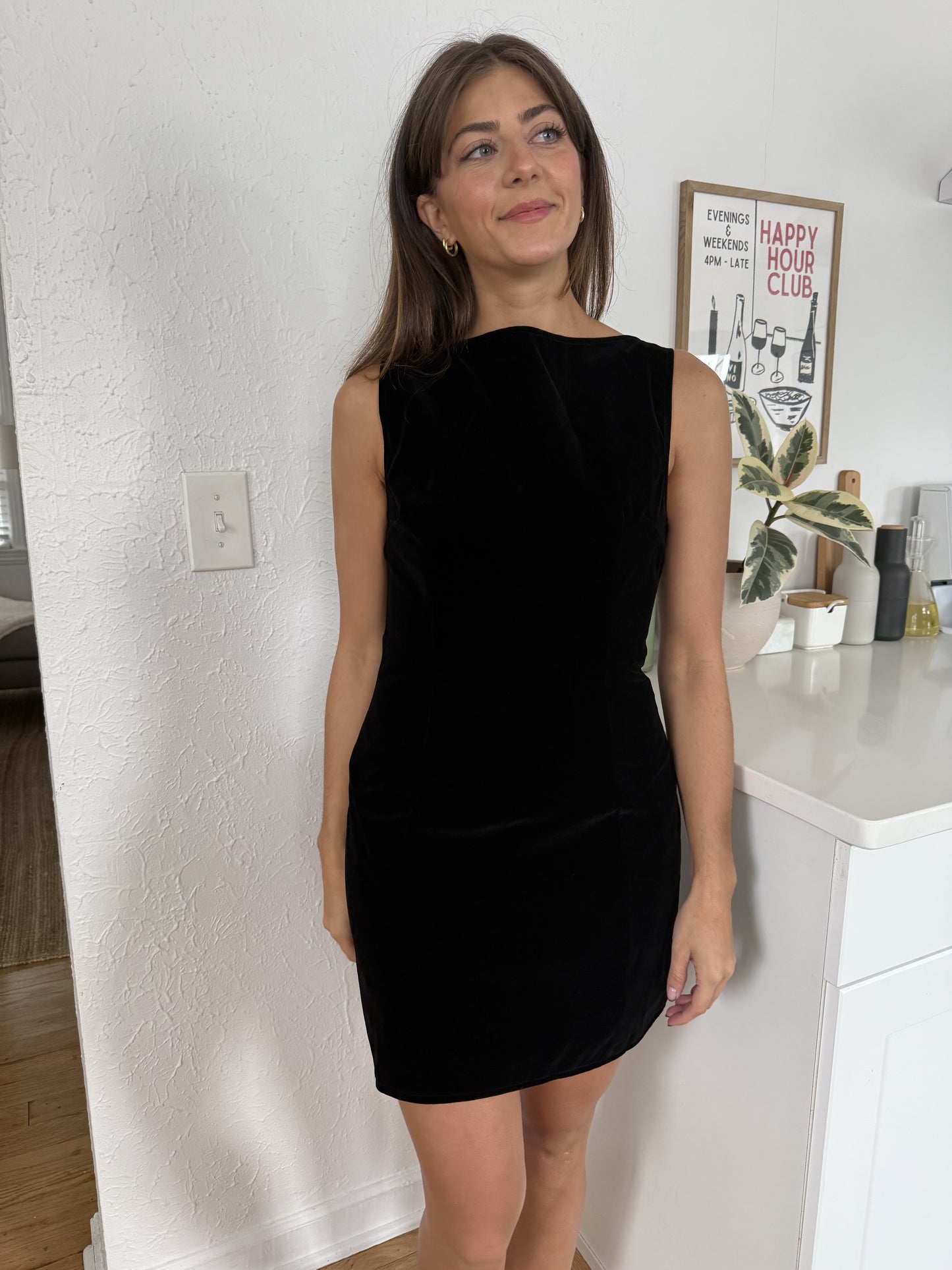 Sofie the Label Kiara Velvet High Neck Mini Dress (Black) M