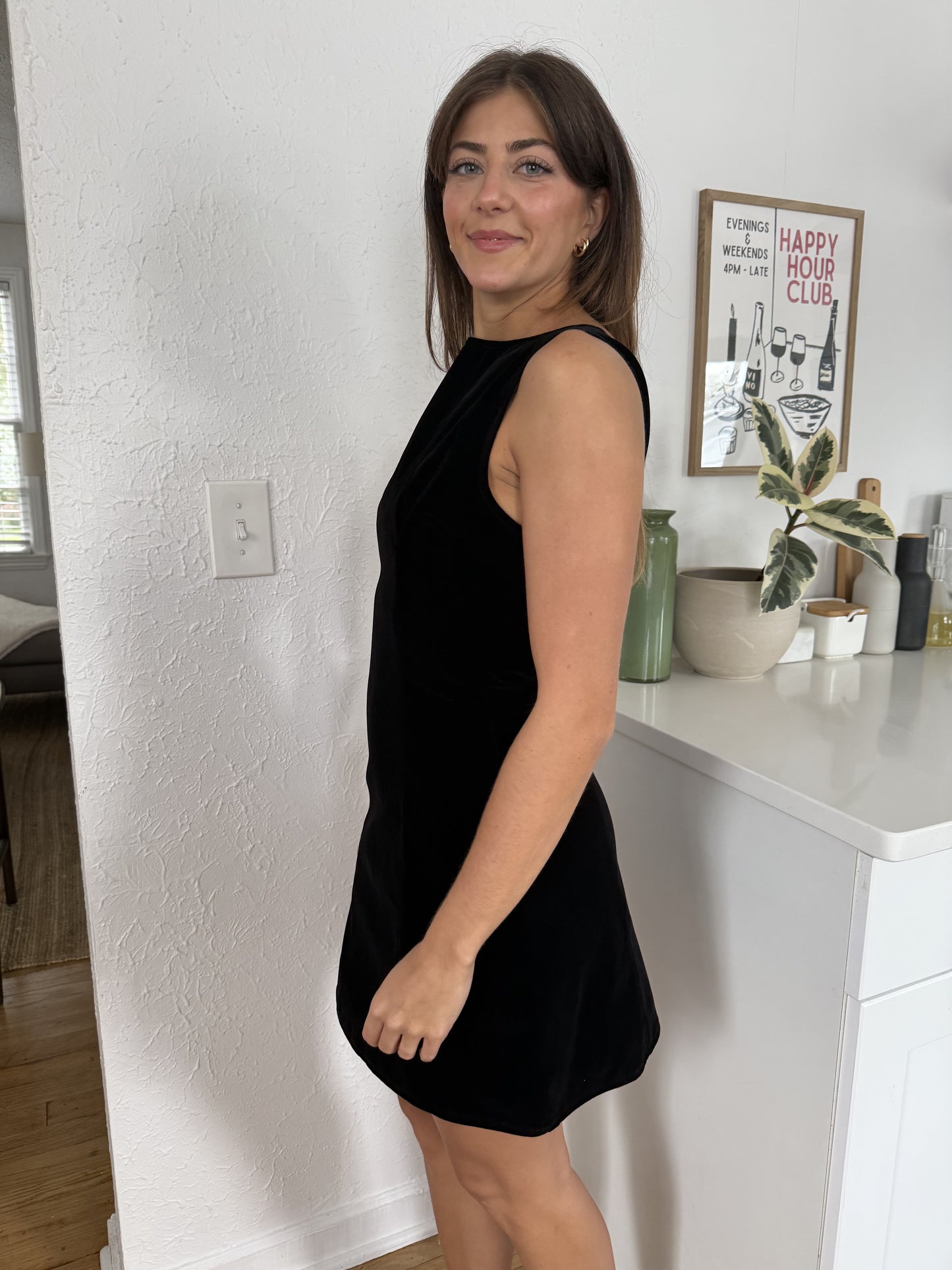 Sofie the Label Kiara Velvet High Neck Mini Dress (Black) M