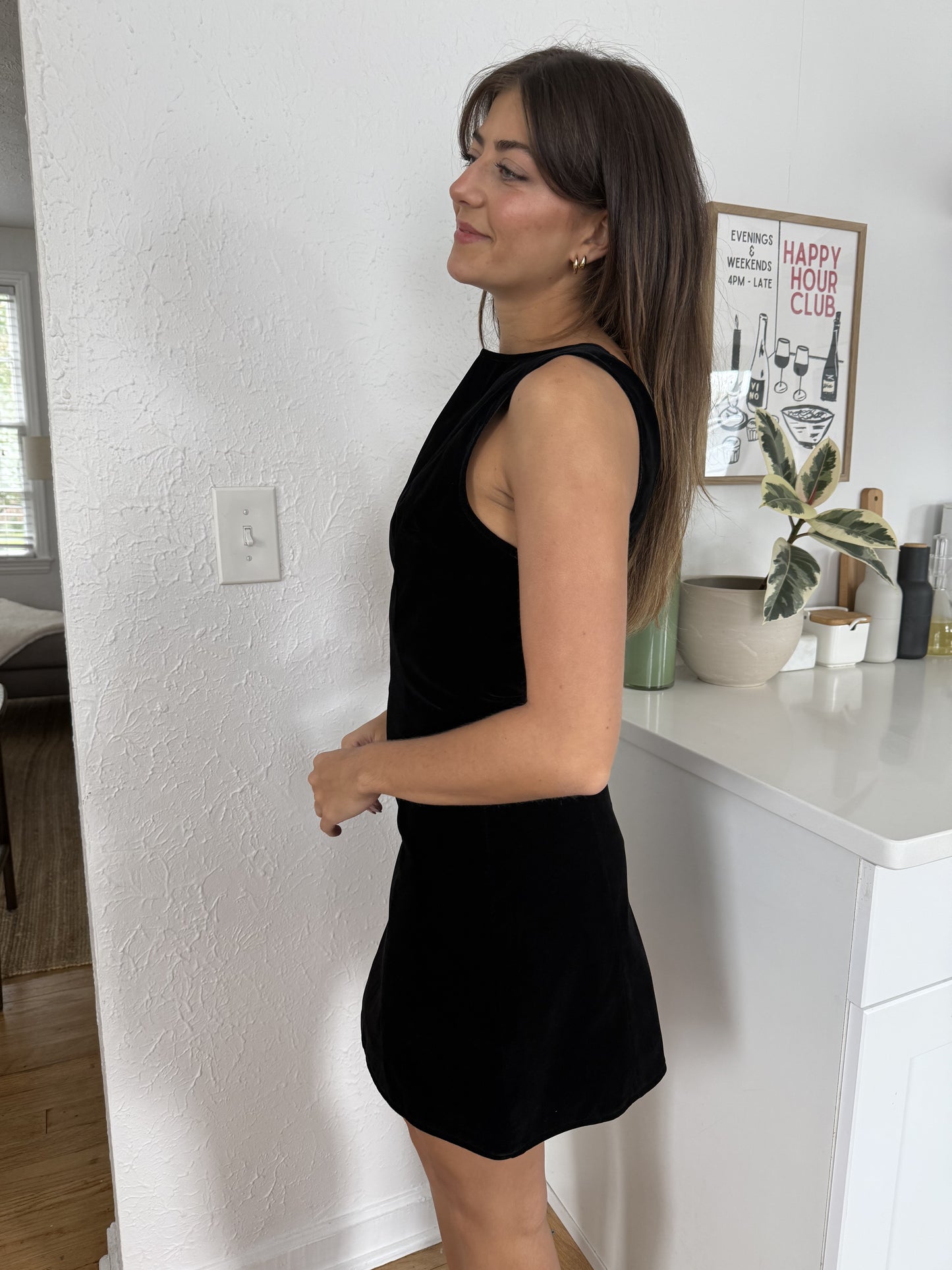 Sofie the Label Kiara Velvet High Neck Mini Dress (Black) M