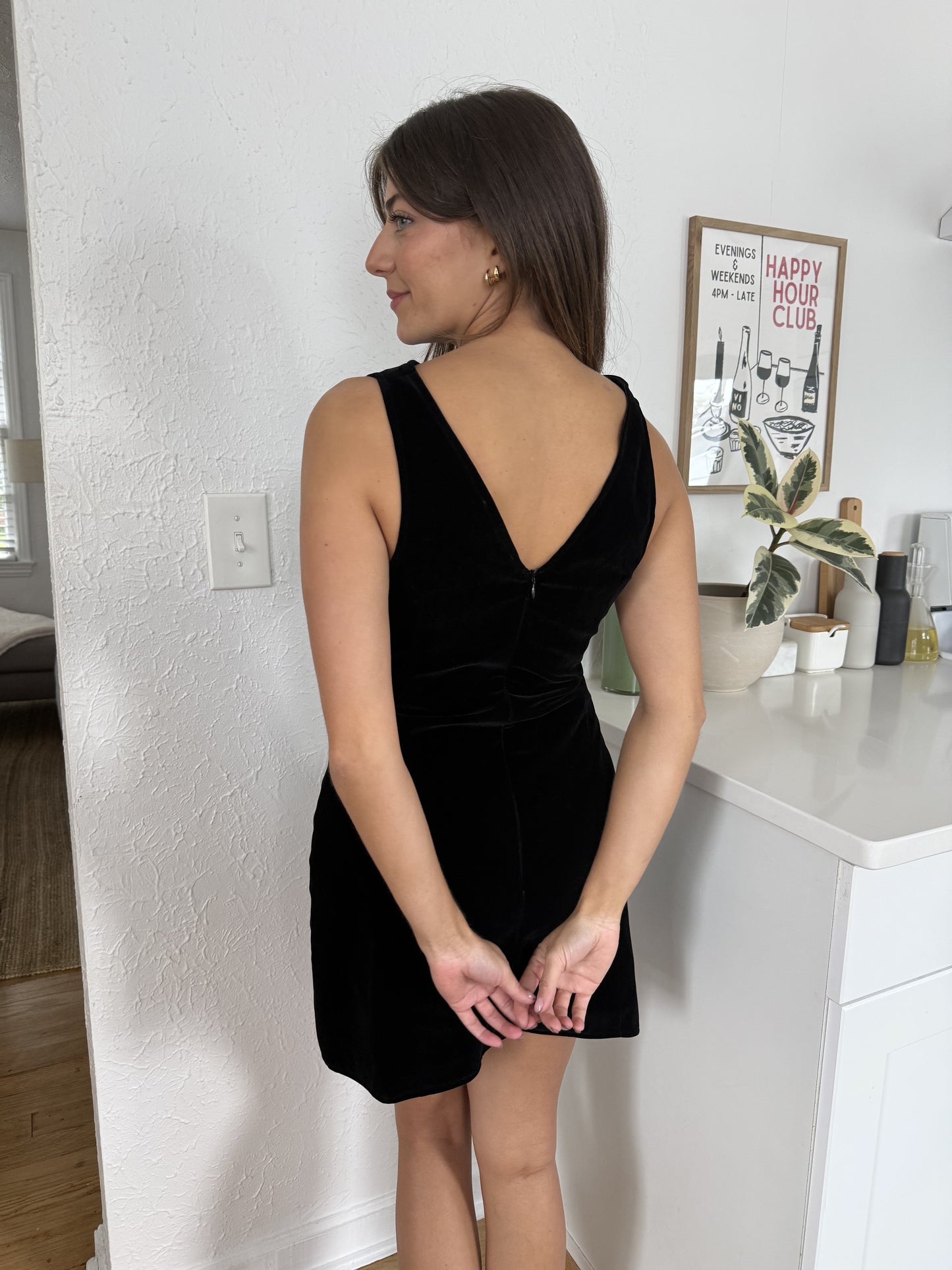Sofie the Label Kiara Velvet High Neck Mini Dress (Black) M