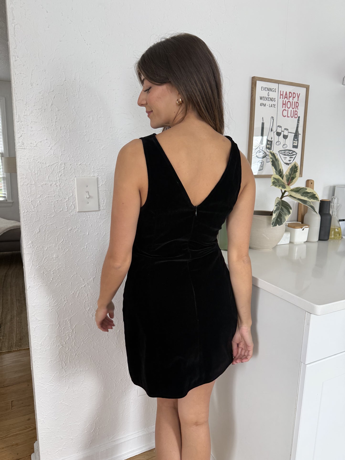 Sofie the Label Kiara Velvet High Neck Mini Dress (Black) M