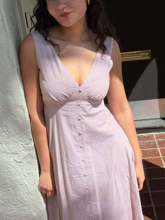 FRNCH Naidy Red Pinstripe Tank Buttoned Midi Dress