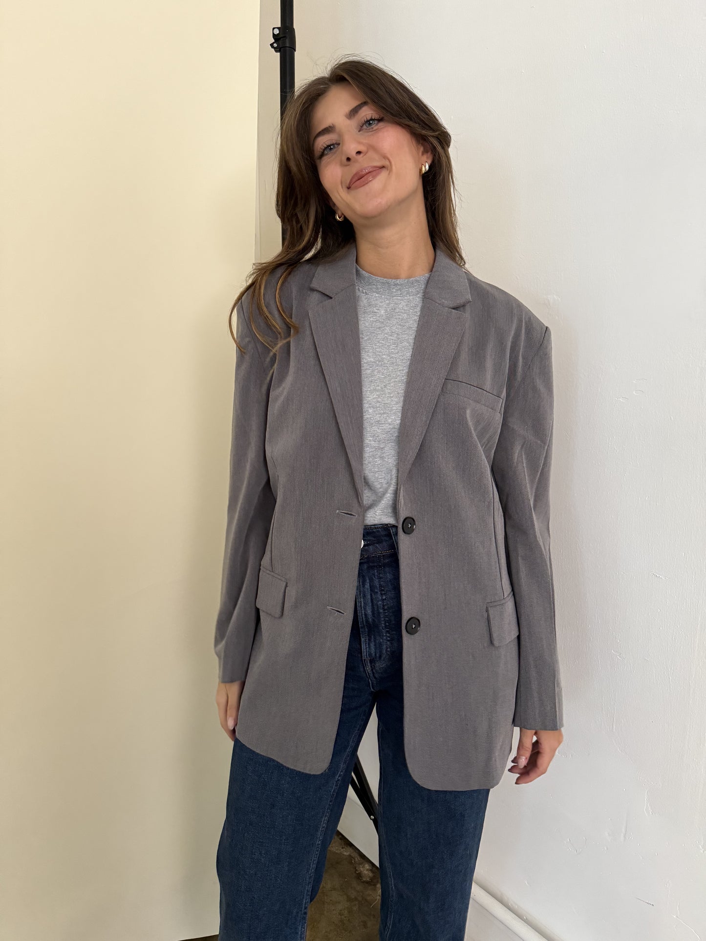 Leah Oversized Grey Blazer Jacket (S)
