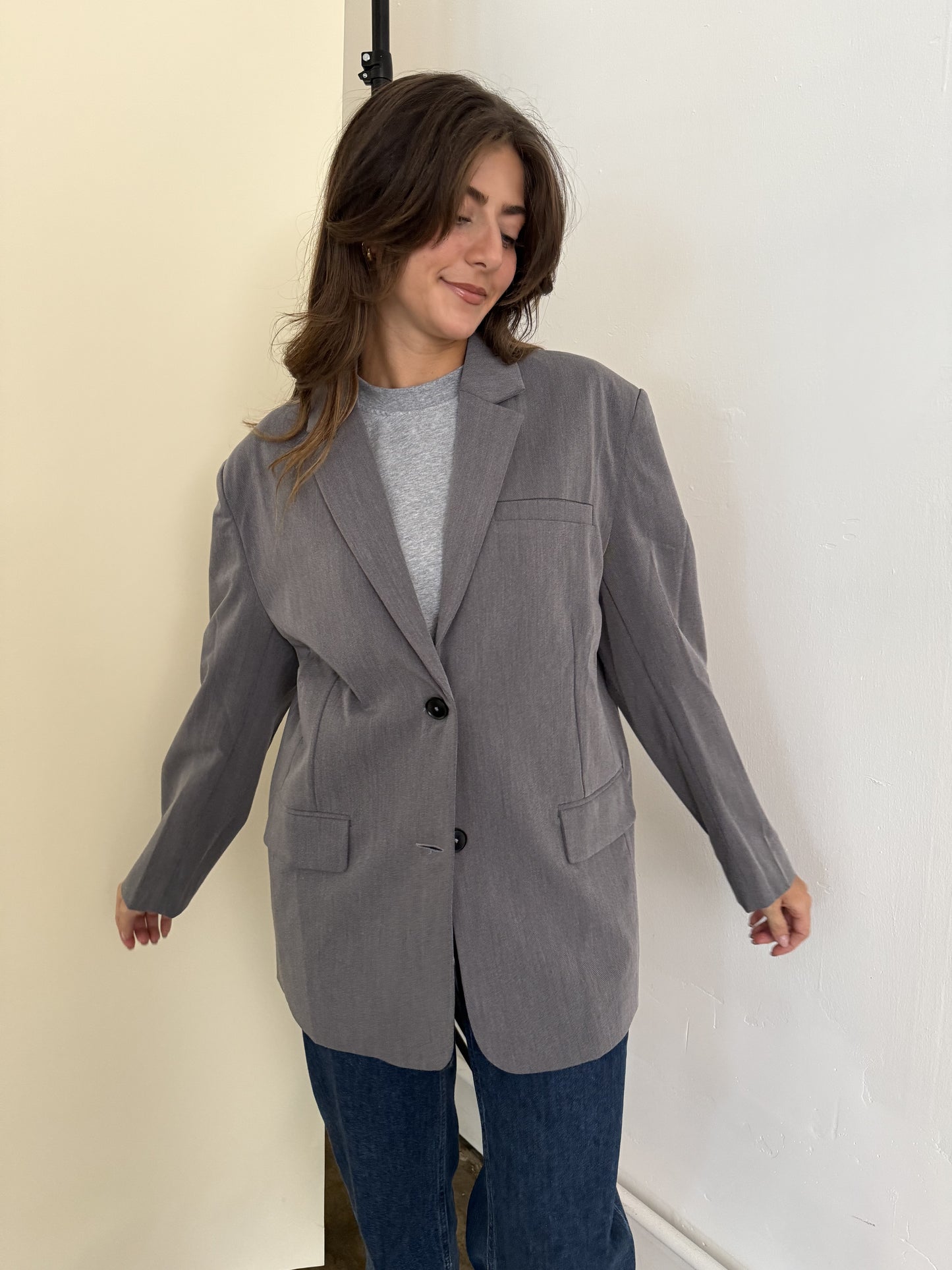 Leah Oversized Grey Blazer Jacket (S)