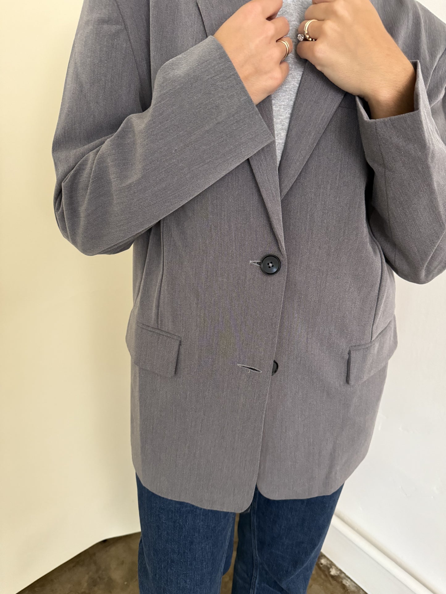 Leah Oversized Grey Blazer Jacket (S)