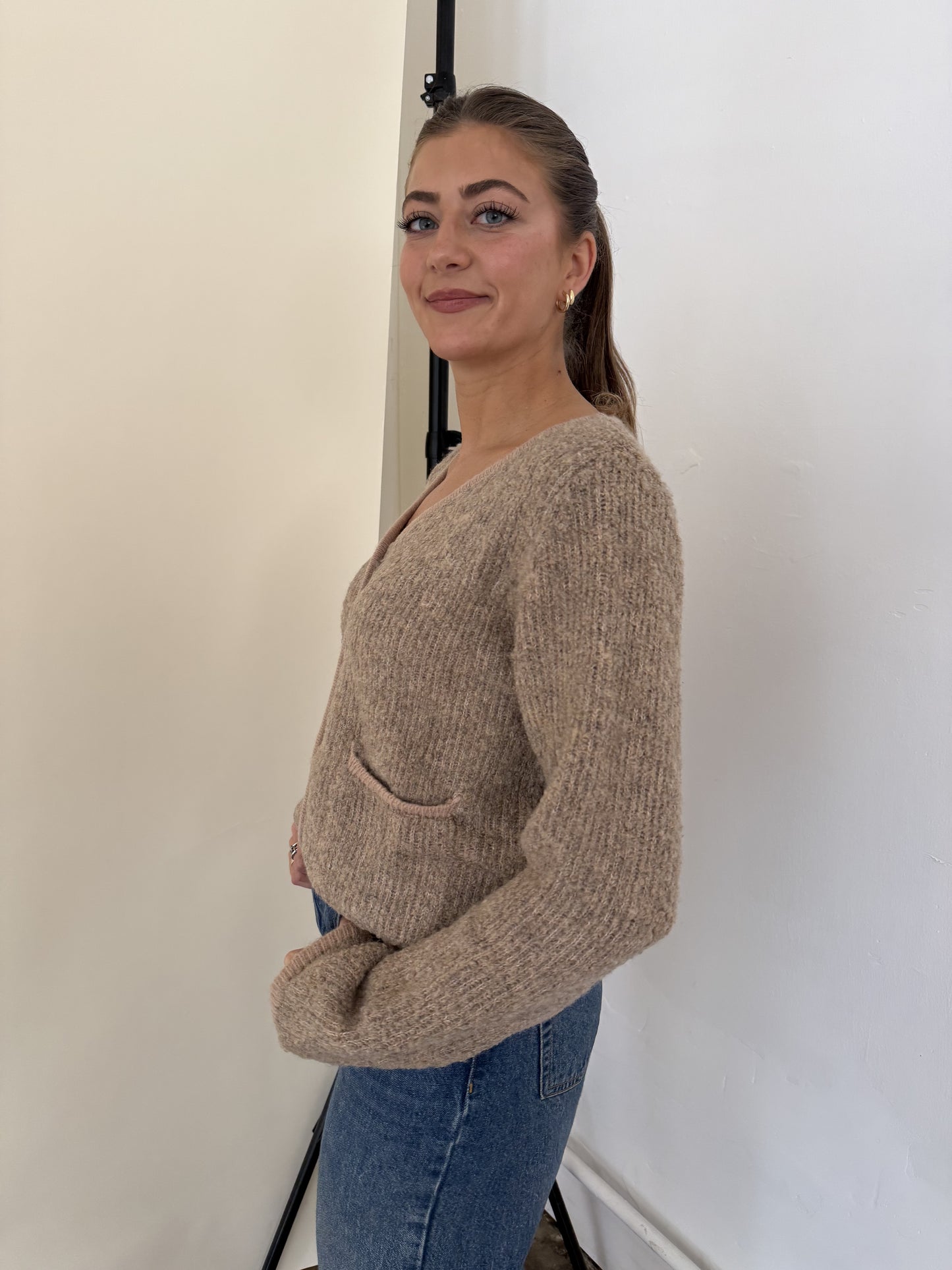 FRNCH Morgan Wool Boucle Buttoned Cardigan Top