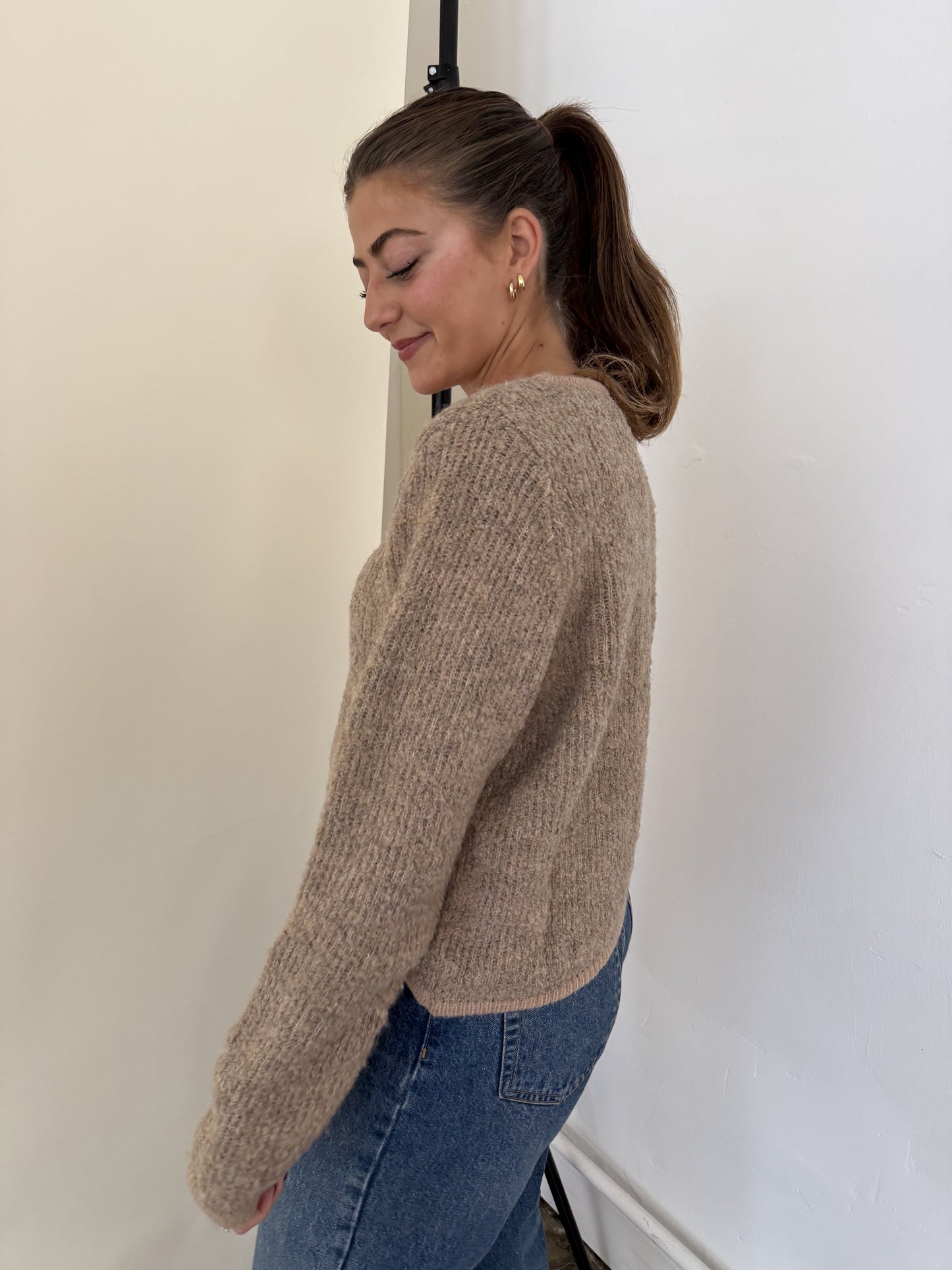 FRNCH Morgan Wool Boucle Buttoned Cardigan Top