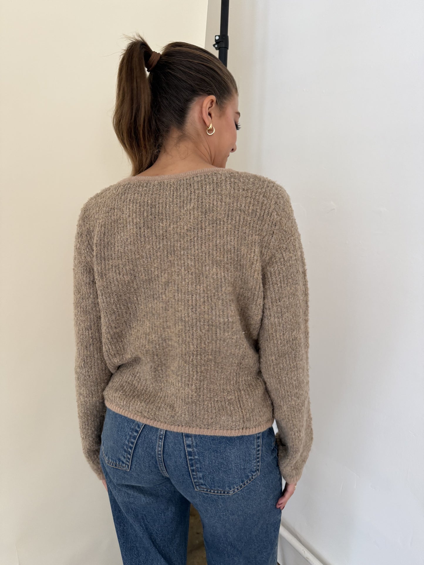 FRNCH Morgan Wool Boucle Buttoned Cardigan Top