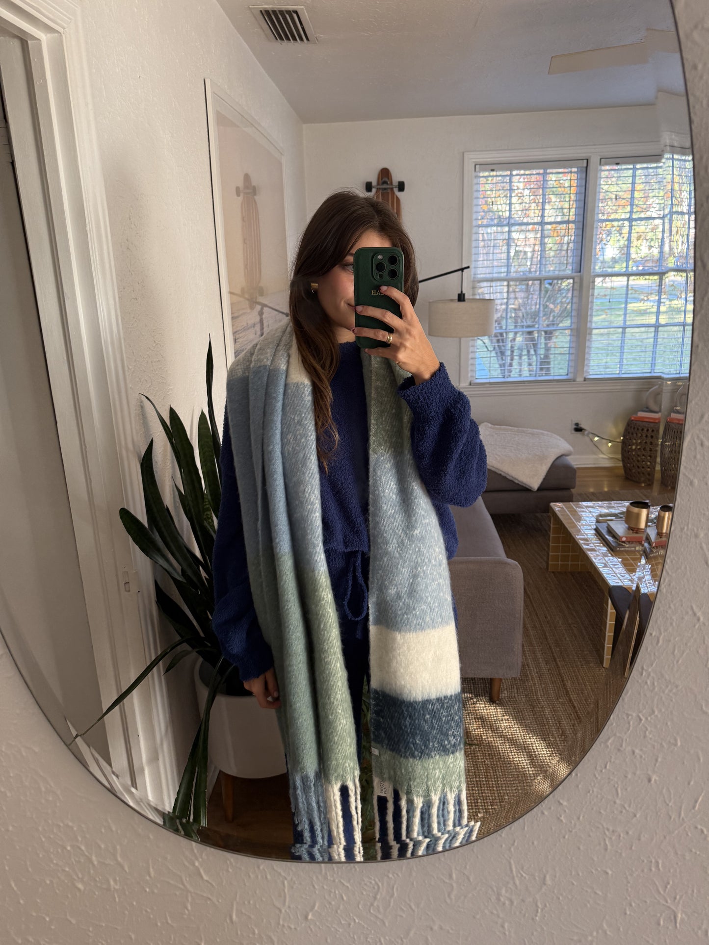 Molly Bracken Blue Plaid Knit Scarf