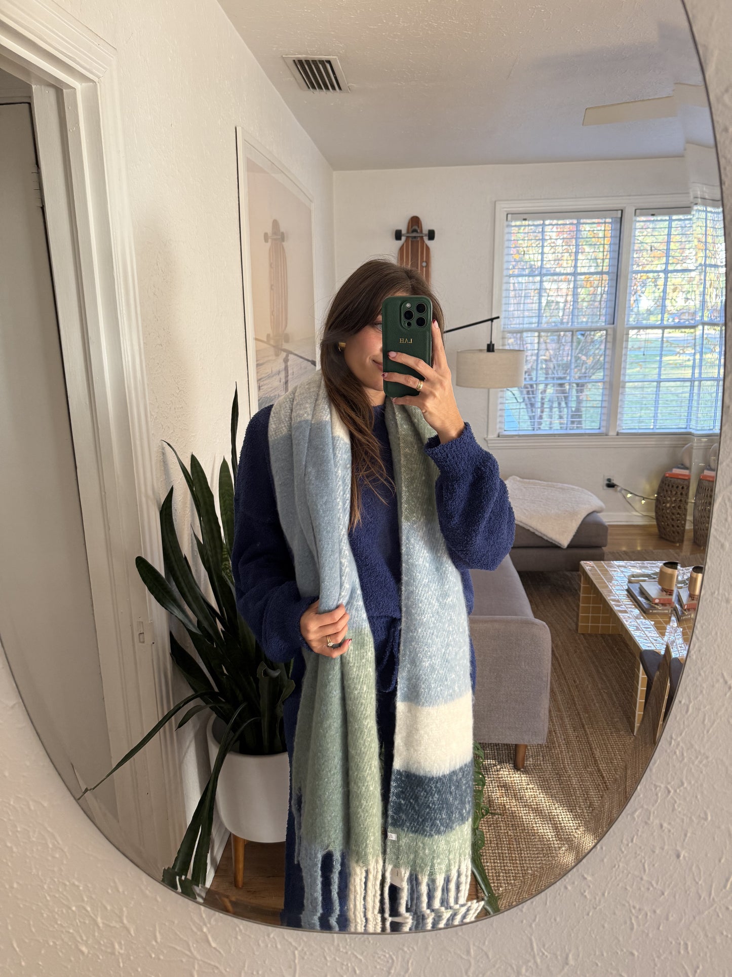 Molly Bracken Blue Plaid Knit Scarf