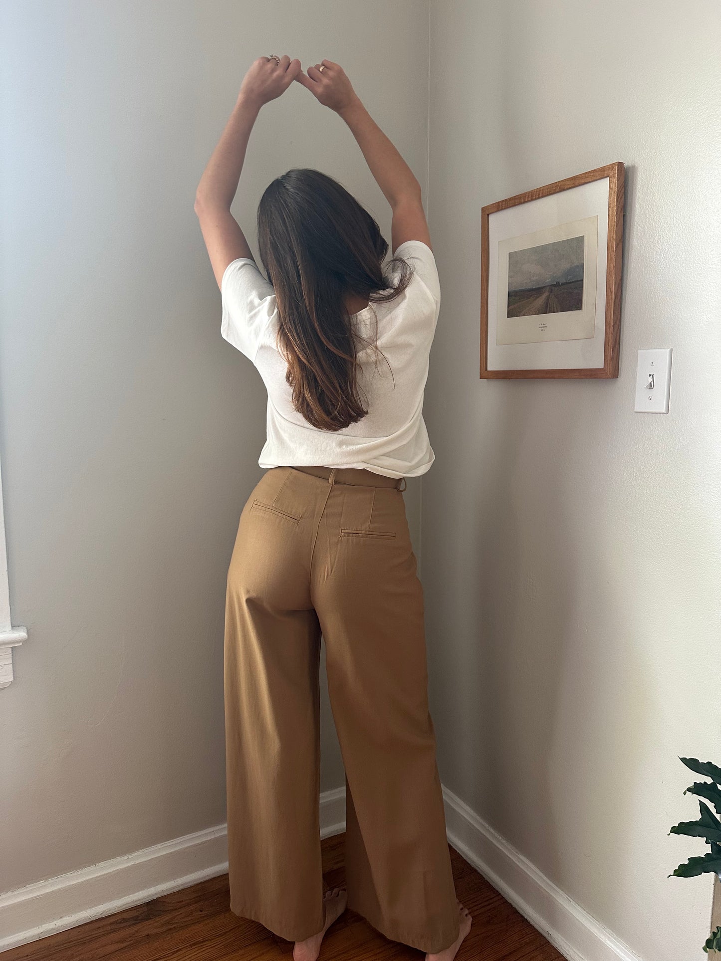 Miou Muse Lennon Camel Buttoned Wide Leg Pants